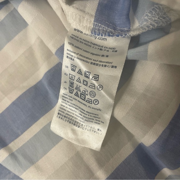 Tommy Hilfiger Womens Sz Large Shirt 3/4 Button Tunic Boyfriend Fit Roll Tab - Picture 12 of 13